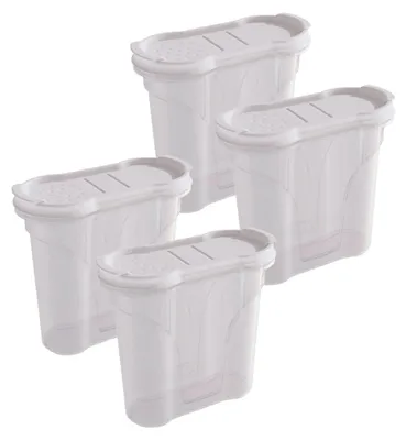 Zdjęcie produktu dla Novaliv solniczka 4 SZTUKI Puszka do przechowywania soli do posypywania 300 ml Wymiary (dł. x szer. x wys.): 11 x 5 x 11 cm Pojemniki na przyprawy z pokrywką Solniczka i pieprzniczka Pojemnik na paprykę Mały pojemnik na przyprawy Drobny pojemnik na przyprawy