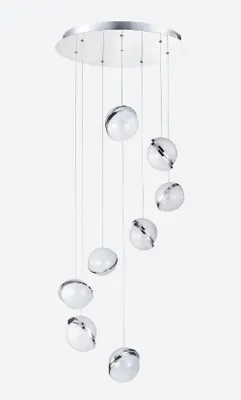 Immagine prodotto di Lampada a sospensione LED MALCOLM 64W, 4000K, colore argento/cristallo, Ø: 50 H: 110 cm