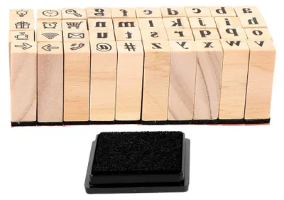 Produktbild von Set aus Holzstempeln für Scrapbooking – Kleine Alphabetstempel für Journaling und Tagebuchgestaltung