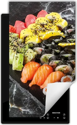 Produktbild von DarHaus Herdabdeckplatte 1 teilig 30x52 cm Anti Rutsch Matte Aufrollbar, sushi - Marmor