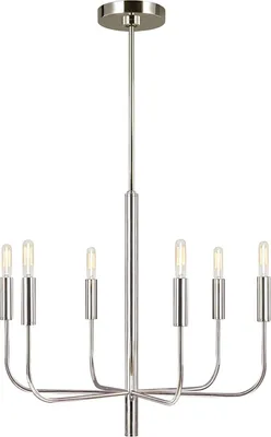Produktbild von Kronleuchter Metall Stoff E14 B: 61 cm H: max. 194,4 cm Nickel poliert Jugendstil Lüster Hängelampe