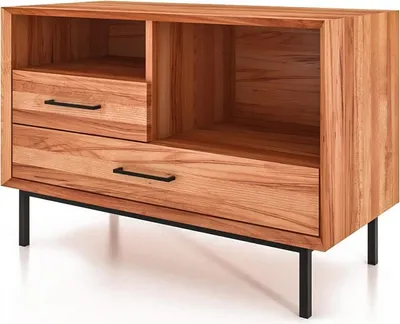 Produktbild von Kommode Seiba Kernbuche massiv 97x45x65 mit 2 Schubladen 2 Fächer Metallbeine