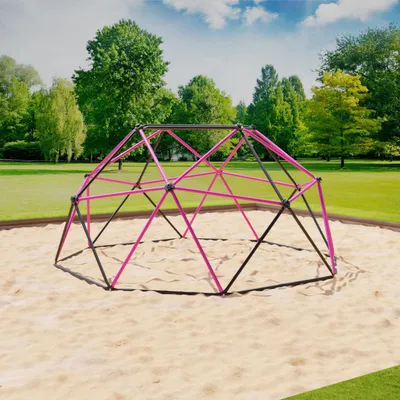 Productafbeelding van Klimrek 244x244x120cm, DomeClimber kinder klimkoepel, geodome 8FT - antraciet/roze