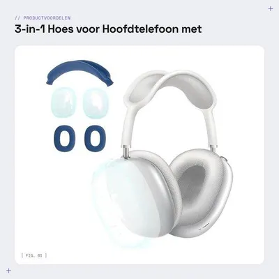 Productafbeelding van Hoes voor AirPod Max - Siliconen Oorkussens - TPU Beschermhoes - Hoofdband Cover - Diepblauw - Schokbestendig - Koptelefoonhoes