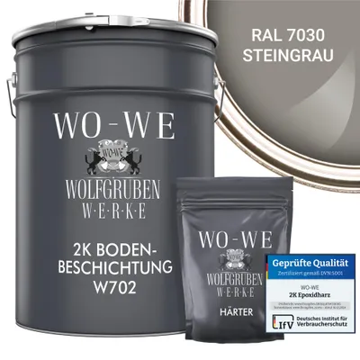 Produktbild von 2K Epoxidharz Garagenfarbe Bodenbeschichtung W702 Steingrau wie RAL 7030 - 10Kg