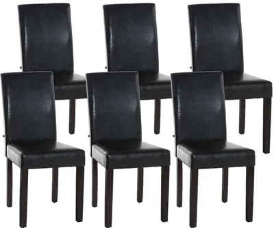 Produktbild von CLP 6er Set Esszimmerstuhl Ina Kunstleder mit Holzgestell braun Gestell Farbe dunkelbraun
