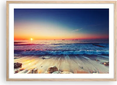 Produktbild von Gerahmtes Poster - Rahmen in heller Eiche - Meer Strand Welle - 70x50 cm - Wand Bild - Wanddeko - Wandbilder - Wandposter - Bilderrahmen - Bilder - Kunstdruck - Wandbild - P2NAA70x50-3613