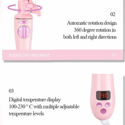 Produktbild von INF 9mm Mini Automatischer Lockenstab Gold Pink Keramik für Reisen