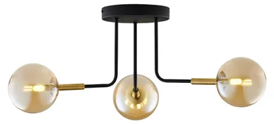 Obrázek produktu pro Stropní lampa BURANO v černé, zlaté a jantarové barvě, 3xG9x8W, kov, rozměry: 31x70x70 cm, IP20, Jupiter
