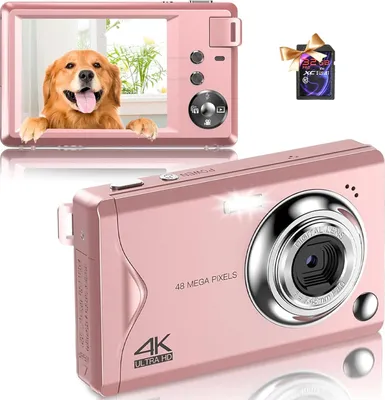 Obrázok produktu pre 48MP kompaktný fotoaparát s 32GB SD kartou a čítačkou kariet OTG, 4K HD 1080P FHD fotoaparát s LCD displejom, 16x digitálny zoom pre začiatočníkov