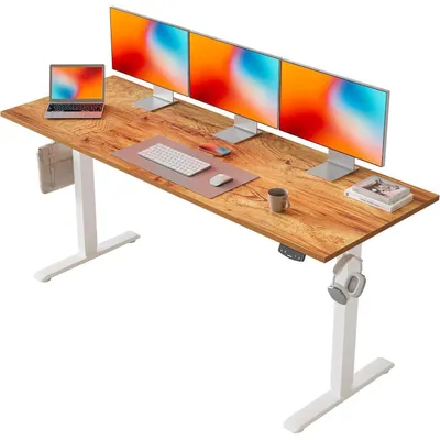 Productafbeelding van Verstelbaar bureau, 160 x 60 cm, elektrisch met geheugenfunctie, lichtbruin