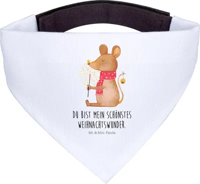 Produktbild von Mr. & Mrs. Panda Halstuch Für Hunde Maus Weihnachten - Weiß - Geschenk, Weihnachtsmotiv, Hund, Frohe, Weihnachtsgruß, Schal, Hundehalstuch, Weihnachtswunder, Tuch