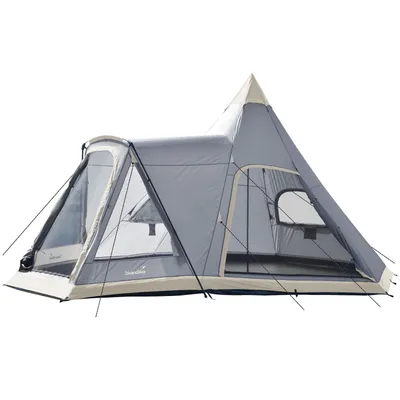 Produktbild von Skandika Tipi Zelt Lavvu 460 Protect Plus | Zelt für 6 Personen, 3 m Stehhöhe, eingenähter Zeltboden, 3000 mm Wassersäule, UV 50+, Festivalzelt