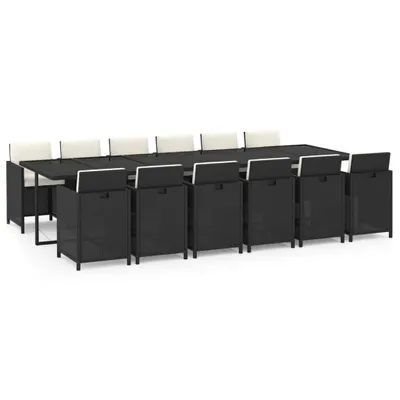 Immagine prodotto di vidaXL set da pranzo da giardino 13 pezzi con cuscini in poly rattan nero