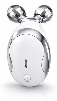 Produktbild von Elektrischer Gesichtsmassage-Roller mit Doppelrollen, 3 Stufen, Vibration & Mikrostrom, für Gesicht und Kieferkontur, Weiß
