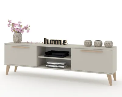Produktbild von TV-Lowboard Fernsehschrank KING STEHEND MIT GRIFFEN Cashmere/Cashmere 100cm