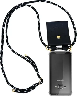 Produktbild von Cadorabo Hülle für Samsung Galaxy J1 2016 Schutzhülle in Schwarz Handy Kette Silikon Kordel abnehmbares Etui