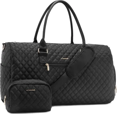 Produktbild von LOVEVOOK Damen Sport Reise Handgepäck Tasche, Weekender mit Kulturtasche & Schuhfach, wasserdichte Gym Bag, Schwarz
