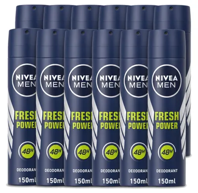 Immagine prodotto di 12 deodoranti spray NIVEA MEN Fresh Power - 150 ml - confezione  - 12 pezzi
