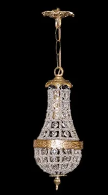 Produktbild von Casa Padrino Barock Hängeleuchte Glas Kristall / Gold - Höhe 30 cm, Durchmesser 10 cm - Decken Leuchte Antik Stil