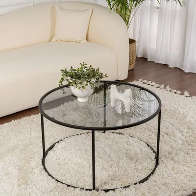 Image de Moena - Table basse, 80x80x43h cm Noir, Forme Ronde