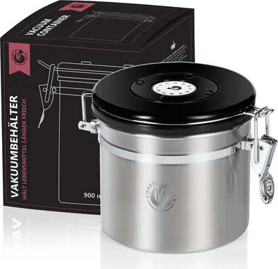 Produktbild von Coffee Fox Vakuum Vorratsdose klein - Luftdichte Aromadose für Kaffee, Tee, Gewürze & Kekse - Kaffeedose Vorratsbehälter für die Küche