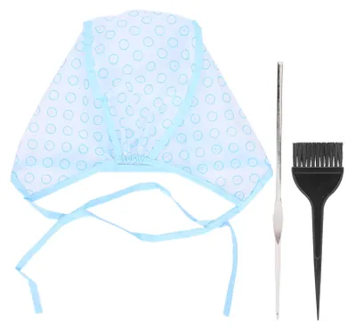 Produktbild von Haarsträhnen-Set mit wiederverwendbarer Strähnenhaube, Haarfärbepinseln und Häkelnadel
