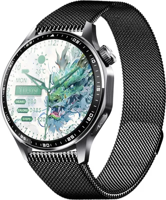 Produktbild von INF Smartwatch mit EKG, Herzfrequenzmesser, Blutdruckmessung und Schrittzähler Schwarzes Milanaise-Armband