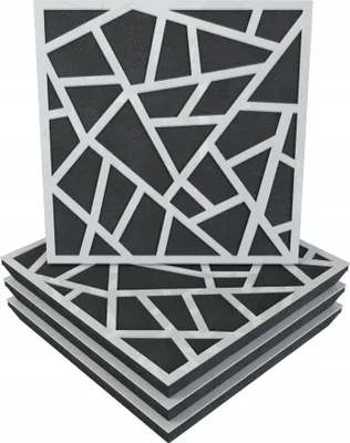 Obrázek produktu pro 4 akustické stěnové panely s montážní sadou | "SKYROSS" 50x50x5cm | absorpce a difúze | barva: bílý lesklý plast