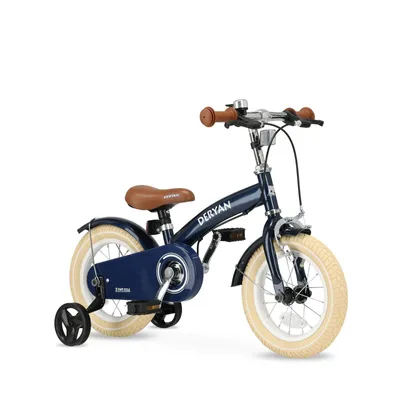 Obrázok produktu pre DERYAN Luxe Detský Bicykel 12 Palcov - 3 v 1 Odrážadlo s Pomocnými Kolieskami - Modrý
