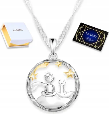 Immagine prodotto di Collana in argento "Il Piccolo Principe", volpe, stelle, luna, amico, argento 925