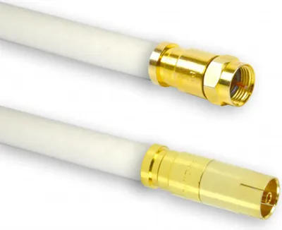 Produktbild von 25m PremiumX TV Antennenkabel Digital Innenleiter REINES KUPFER mit vergoldeten Kompressionsstecker TV-GF1 (weiblich) + XCon G1 F-Stecker | PREMIUM HDTV Kabel | Koaxialkabel | Koax Buchse zu F-Stecker