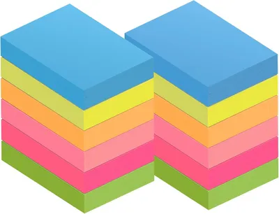 Image de Bloc-notes adhésifs, couleurs néon, 38x51 mm, 12 blocs de 100 feuilles, pour le bureau et l'école
