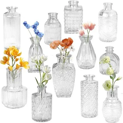 Produktbild von Famanu Glasvasen Set 12 Stück - Vintage Tischdekoration