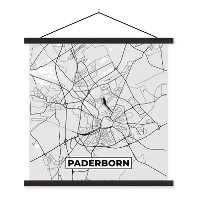 Produktbild von MuchoWow® Textilposter Karte - Stadtplan - Deutschland - Paderborn 120x120 cm mit schwarzem Rahmen - Aufhängungsset