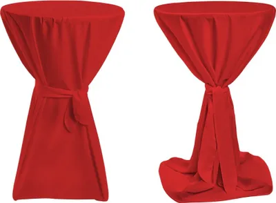 Produktbild von TexDeko Stehtischhussen Premium mit Schleifenband für Bistrotisch Bartisch Rot Ø 80cm Durchmesser