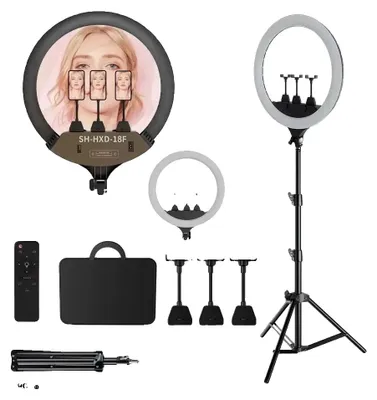 Productafbeelding van Ringlamp, met instelbare helderheid, 360-graden draaibaar, statiefset van 190 cm