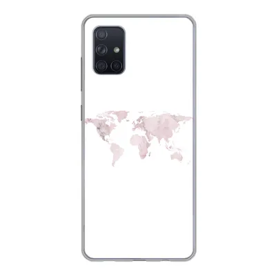 Produktbild von MuchoWow® Handyhülle Schutzhülle Hülle für Samsung Galaxy A71 Weltkarte - Marmor - Rosa Silikon Softcase Handy Hülle - Kartenbesitzer