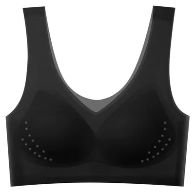 Produktbild von BWOOOWE Seamless Sport BH Damen Bustier Nahtloser ohne Bügel Sport Bustier Bügelloser Damen Komfort BH Yoga Lauf Fitness Alltag (Schwarz M)