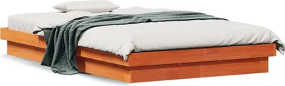 Produktbild von Maison Exclusive - Massivholzbett mit LED-Beleuchtung Wachsbraun 120x200 cm Kiefer