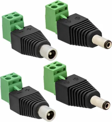 Produktbild von 2X DC Stecker + 2X DC Buchse Adapter >Terminal Block 2 Pin Schraubklemmen Steckbar Set