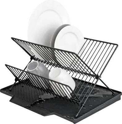 Produktbild von Famanu Abtropfmat mit Abtropfgestell - Schwarz, 34 × 24 × 40 cm