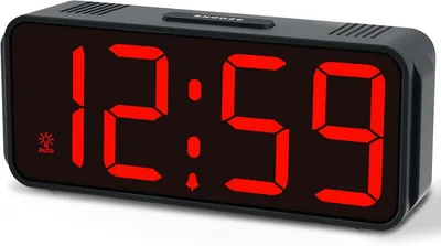 Image de Réveil numérique à piles avec écran LED, variateur de luminosité automatique, fonction snooze, réglage du volume, format 12/24 heures, réveil de voyage pour enfants et adultes, chiffres rouges