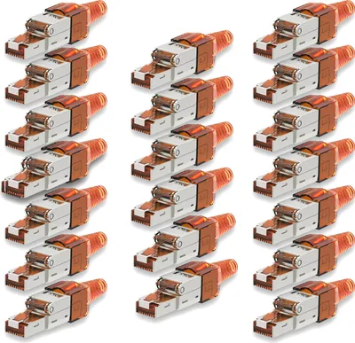 Produktbild von Netzwerkstecker CAT 7 Werkzeuglos 20x RJ45 Netzwerk Stecker geschirmt Metall Neu