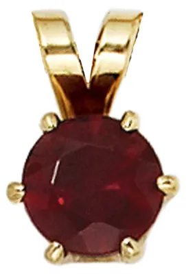 Produktbild von Anhänger Granat rot dunkelrot & 585 Gold Gelbgold Halsschmuck Damen