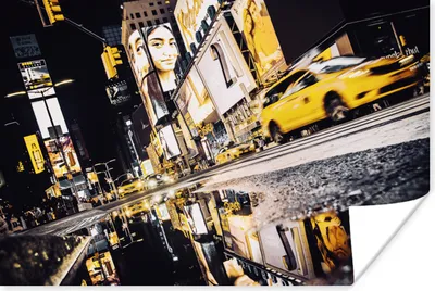 Produktbild von MuchoWow® Poster New York - Gelb - Wasser 120x80 cm - Bilder