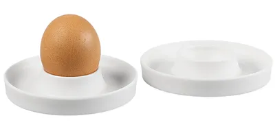 Produktbild von 2x EIERBECHER Ø10cm aus PP-Kunststoff mit Ablage rund weiß stapelbar Eierständer 60