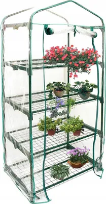 Zdjęcie produktu dla Mini SZKLARNIA OGRODOWA Balkonowa 4 PÓŁKI PIONOWA FOLIAK 69x49x155cm
