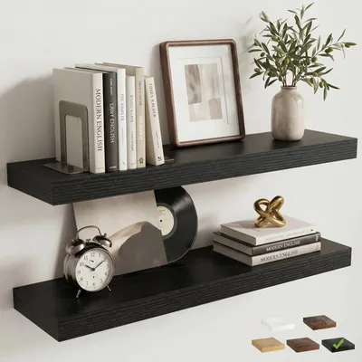 Immagine prodotto di Mensole sospese nere, set da 2, 60 cm