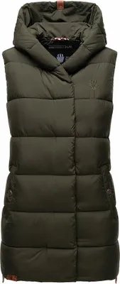 Produktbild von Navahoo Damen Weste Herbst Steppweste Kapuze Übergangsjacke Bodywarmer Madilynaa Dunkel Olive Gr. 44 - XXL